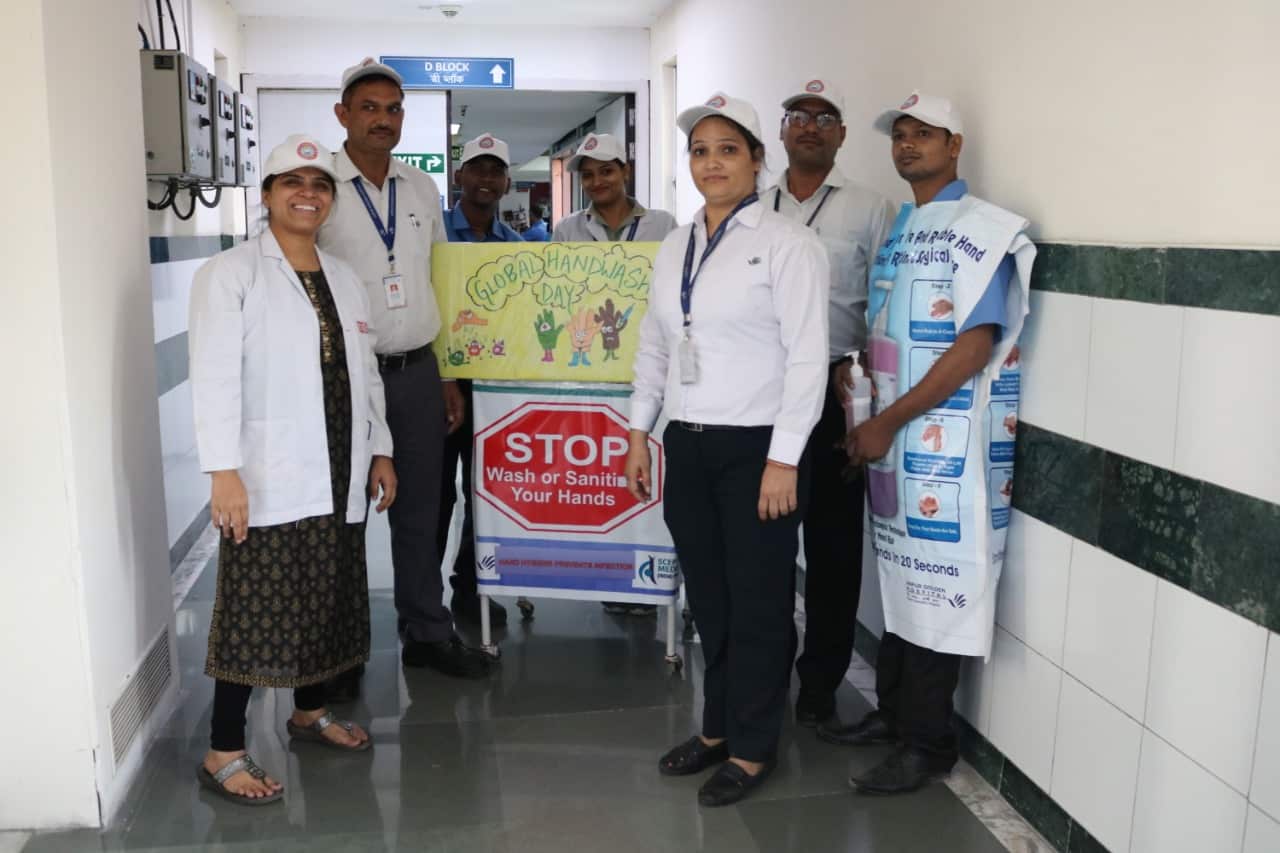 Global Hand Washing day celebrated in Jaipur golden hospital by the infection control team.